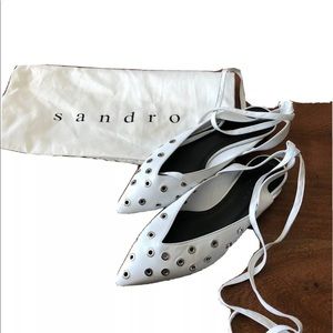Sandro Paris Women White Shoes flats size 36 with metal eyelets